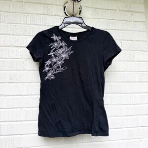 Vintage Y2K Roxy Paradise Black Pink Graphic Printed Baby T-Shirt
